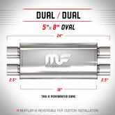 Universal Muffler/Silencer 2.5" D/D Oval 5x8" x 18" | Magnaflow #12468